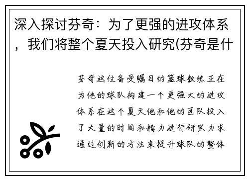 深入探讨芬奇：为了更强的进攻体系，我们将整个夏天投入研究(芬奇是什么)